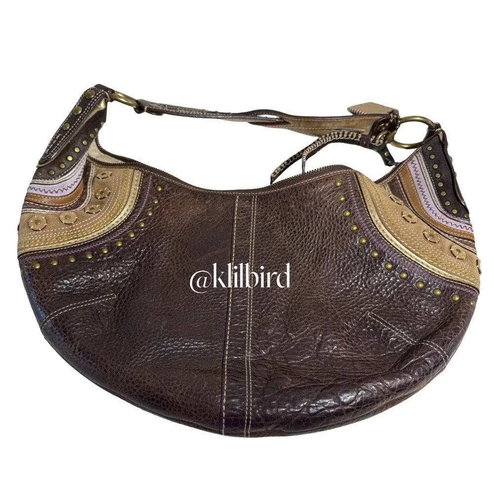 Coach Soho LRG Rivet Whipstitch Leather Hobo Bag Brown Boho Shoulder Purse 10478 - Picture 10 of 17